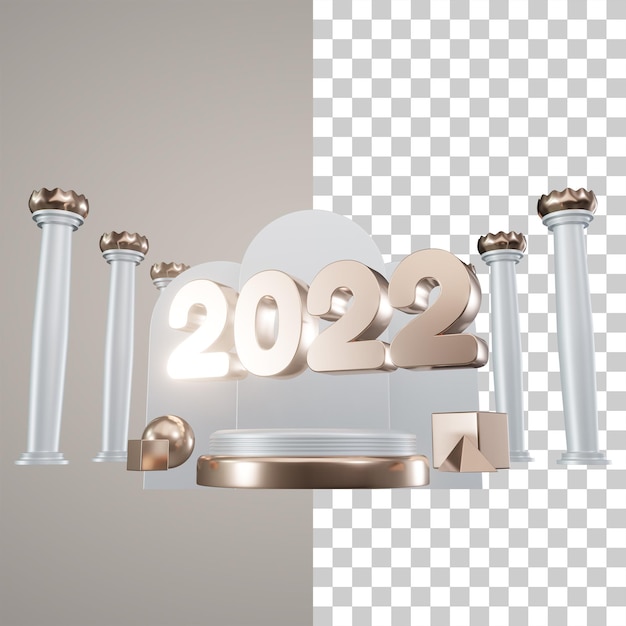 3d illustration podium new year 2022