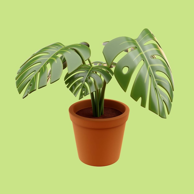 Free PSD 3d illustration of potted plant