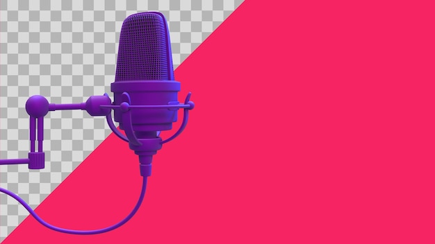 3d illustration purple microphone clipping path