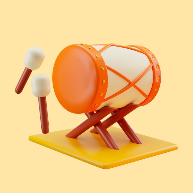 Free PSD 3d illustration of ramadan drum