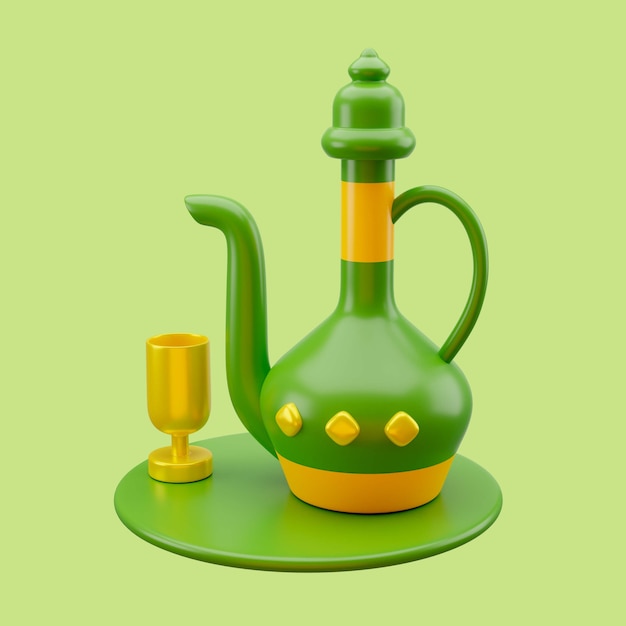 3d illustration of ramadan tea pot
