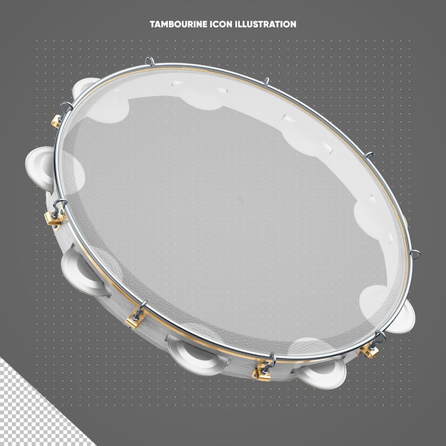 Free PSD 3d illustration of realistic wooden tambourine on isolated gray background