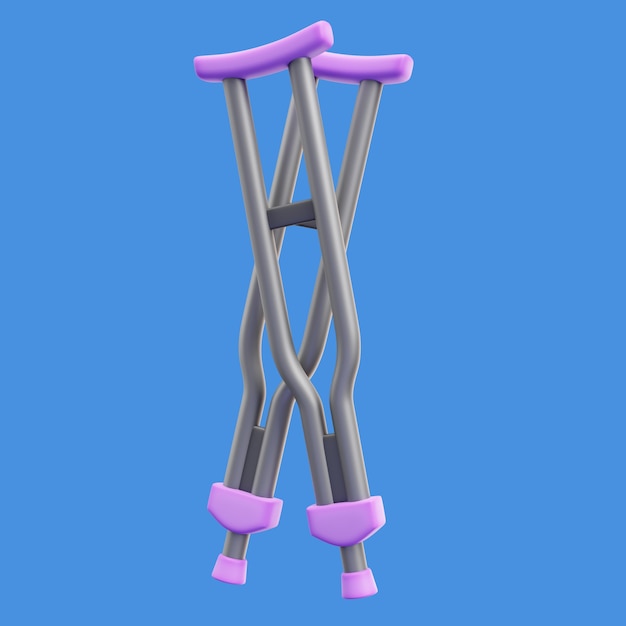 Free PSD 3d illustration for reduced mobility with crutches