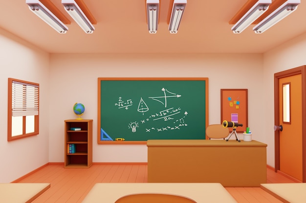 学校の教室の 3 d イラストレーション
