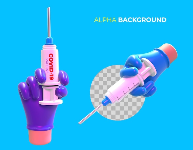 3d illustration set for vaccination campaign