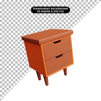 3d illustration of simple icon furniture