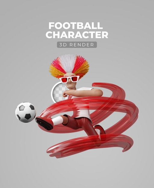PSD gratuito illustrazione 3d del giocatore di calcio che gioca ai campionati mondiali di calcio