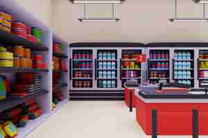 Free PSD 3d illustration of supermarket