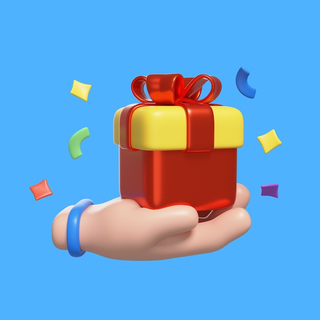 생일 필수품과 함께 3D 일러스트레이션