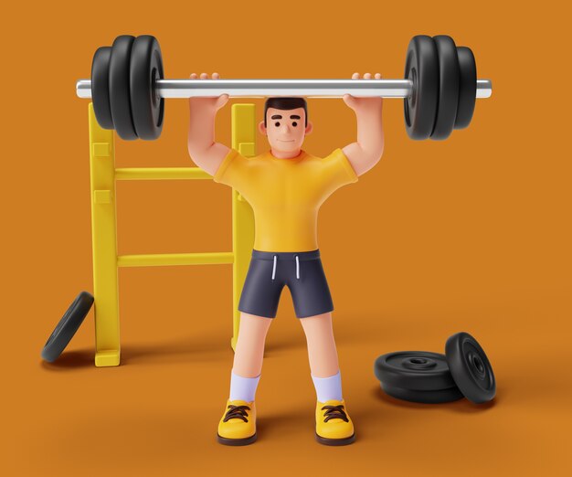 3d illustration with gym personal trainer character