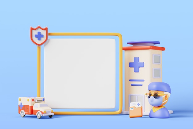 PSD gratuito illustrazione 3d con banner vuoti di vendite mediche e farmaceutiche