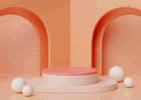 Free PSD 3d illustration with peach colored podium