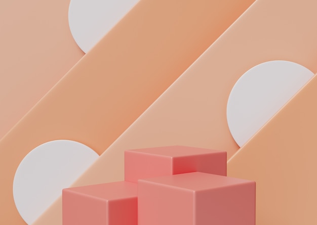 3d illustration with peach colored podium