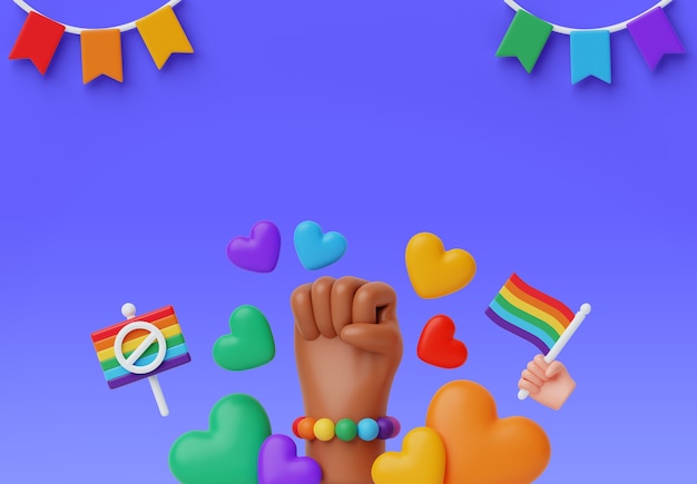 Free PSD 3d illustration with pride month lgbti still llife