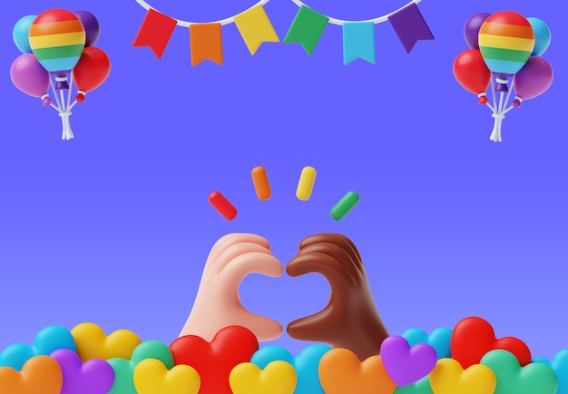 Free PSD 3d illustration with pride month lgbti still llife