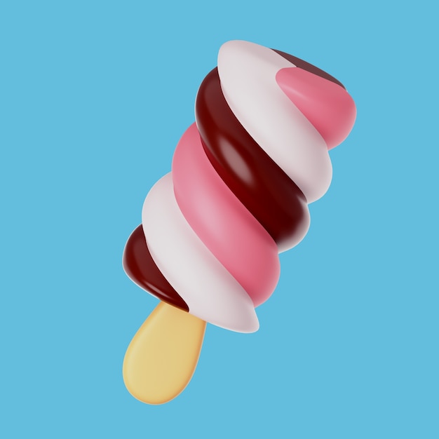 PSD gratuito illustrazione 3d con dessert di gelato dolce