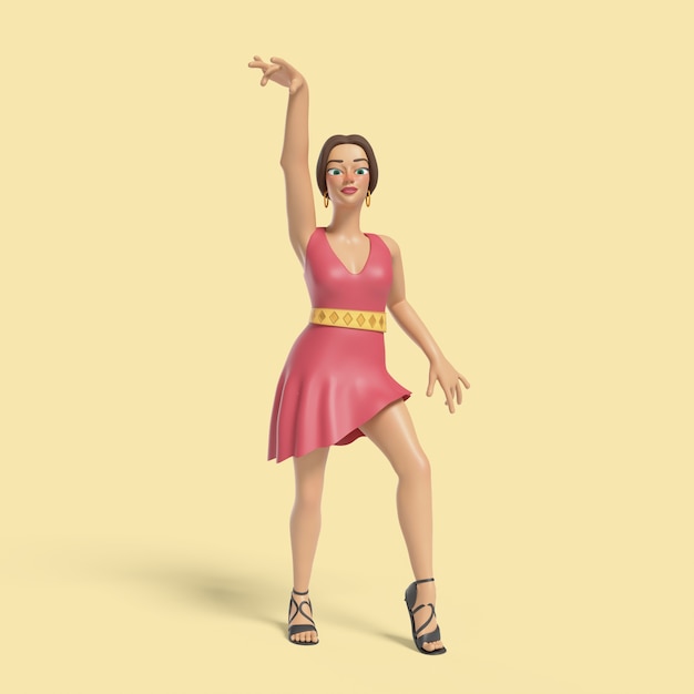 Free PSD 3d illustration of woman showing a dance pose