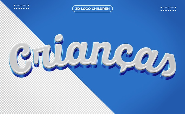 Logo 3d kids isolato su sfondo blu scuro