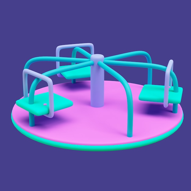 3d kindergarten icon with playground equipment