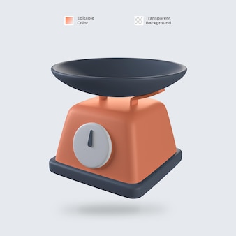3d kitchen balance scale icon render isolated Premium Psd