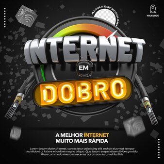 3d label double internet in brazil render 3d template in portuguese for marketing