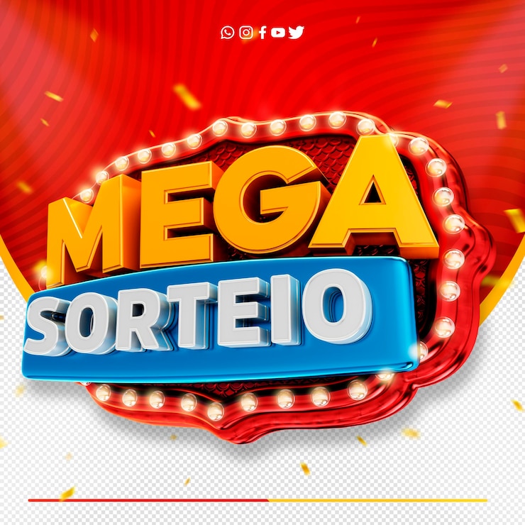 Free PSD 3d label mega raffle logo for supermarket campaigns mega sorteio in brazil