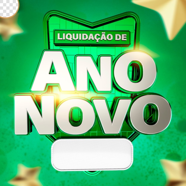 Free PSD 3d label new year promotion end of year sale ano novo in brazil