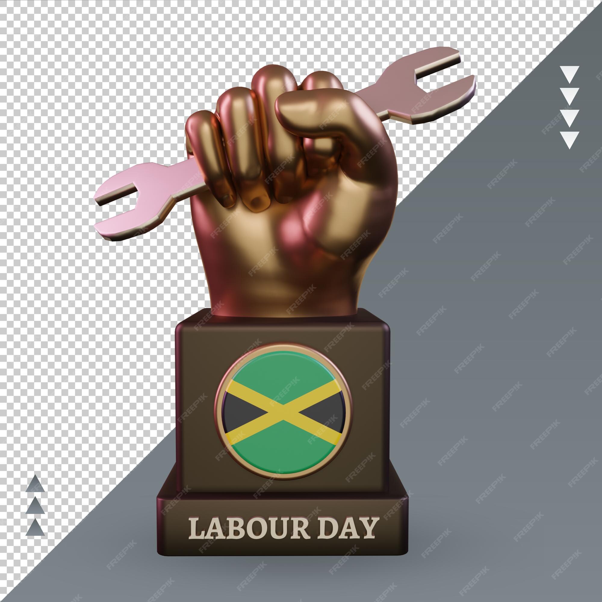 Premium PSD 3d labour day jamaica flag rendering front view