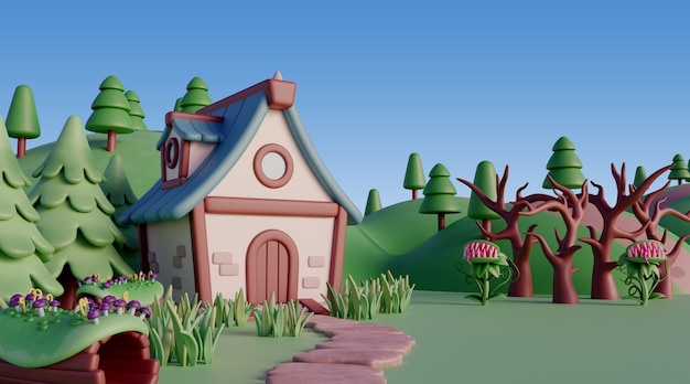 Free PSD 3d landscape with fairytale elements