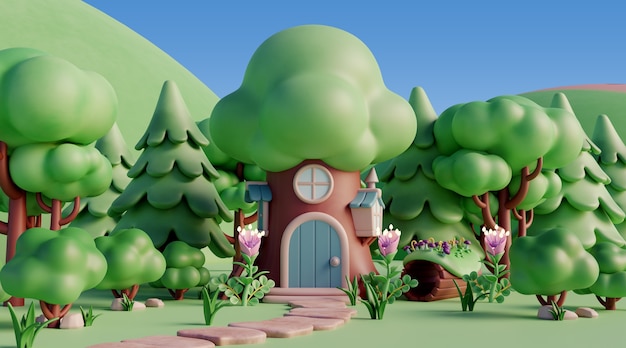 3d landscape with fairytale elements