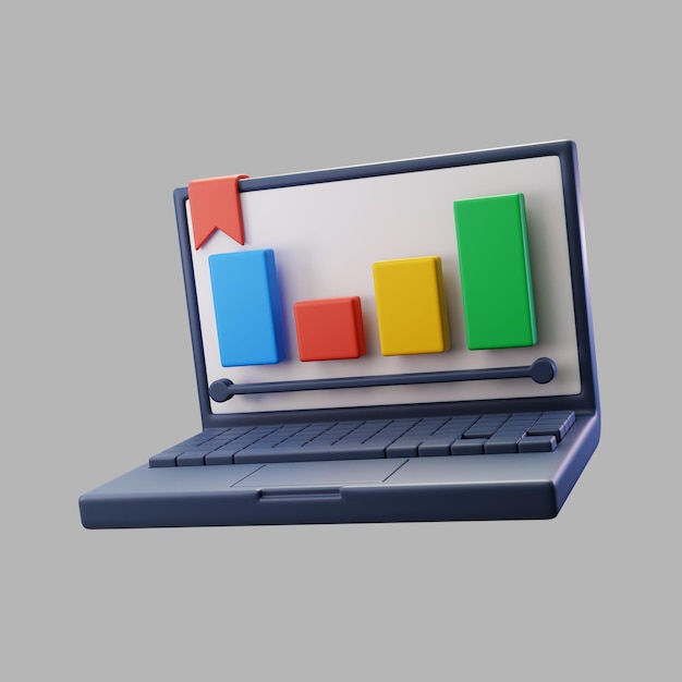 Free PSD 3d laptop with graph