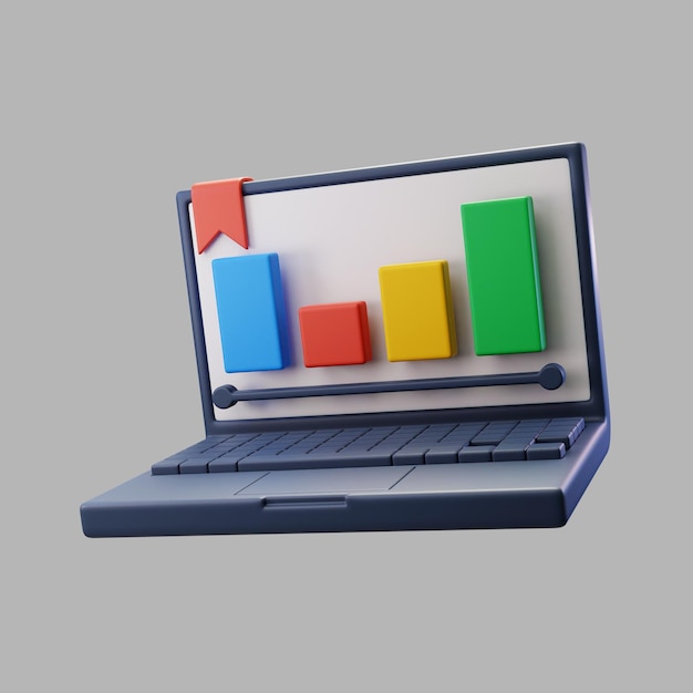 3d laptop with graph
