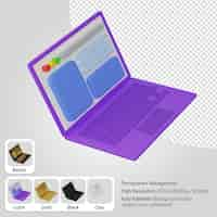 Free PSD 3d laptop with web layout