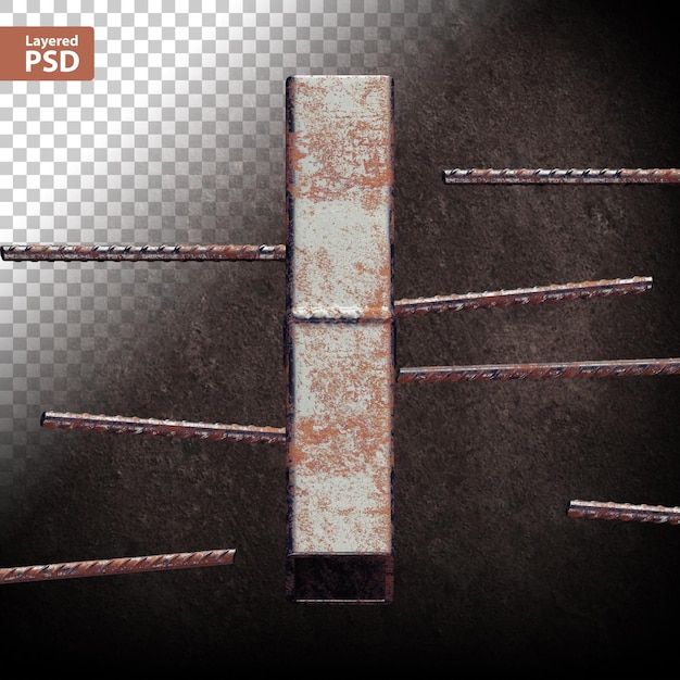 Free PSD 3d letter made of welded grunge metal pipes