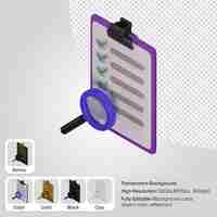 Free PSD 3d list with a magnifying isometric