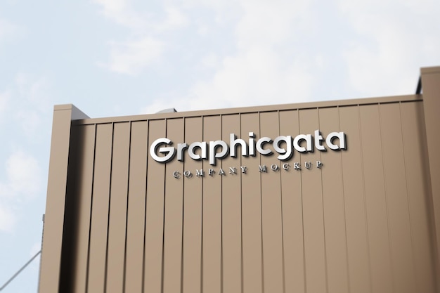 3d logo mockup on building. sigboard