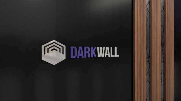 3d glass wall logo mockup