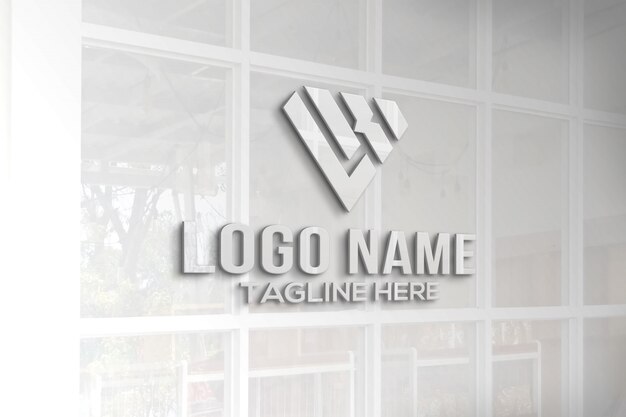 Download Premium Psd 3d Logo Mockup Glass Window PSD Mockup Templates