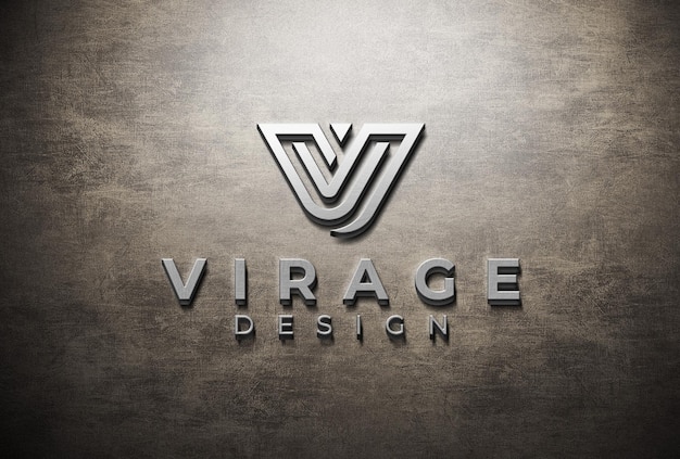 3d logo mockup metallic textured logo