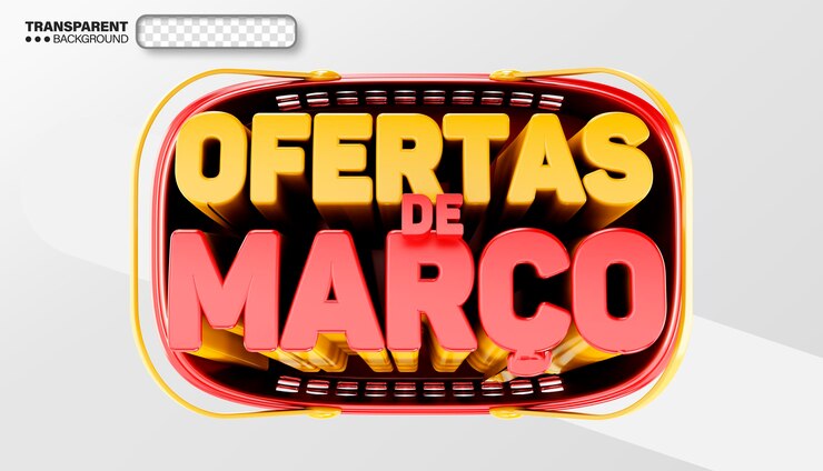Free PSD 3d logo retail supermarket economy month of march brazil promotions
