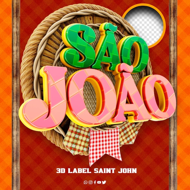 Free PSD 3d logo so joao for festa junina compositions