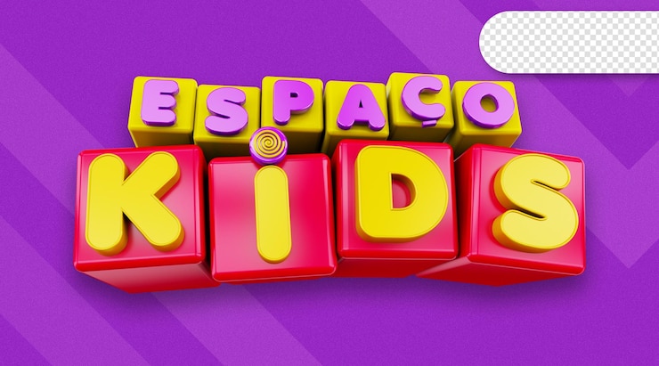 Free PSD 3d logo space kids childrens toys realistic render