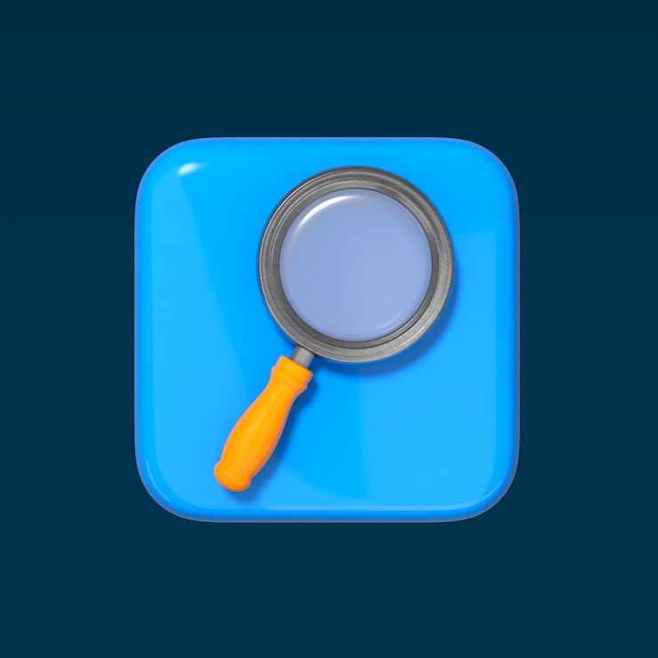 Free PSD 3d magnifying glass icon