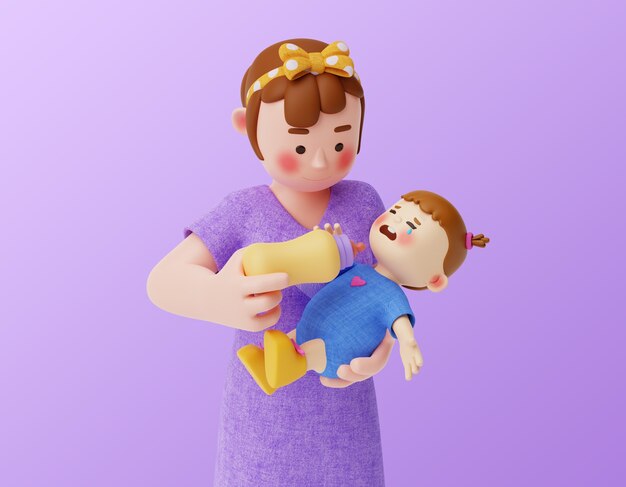 Free PSD 3d maternity character composition