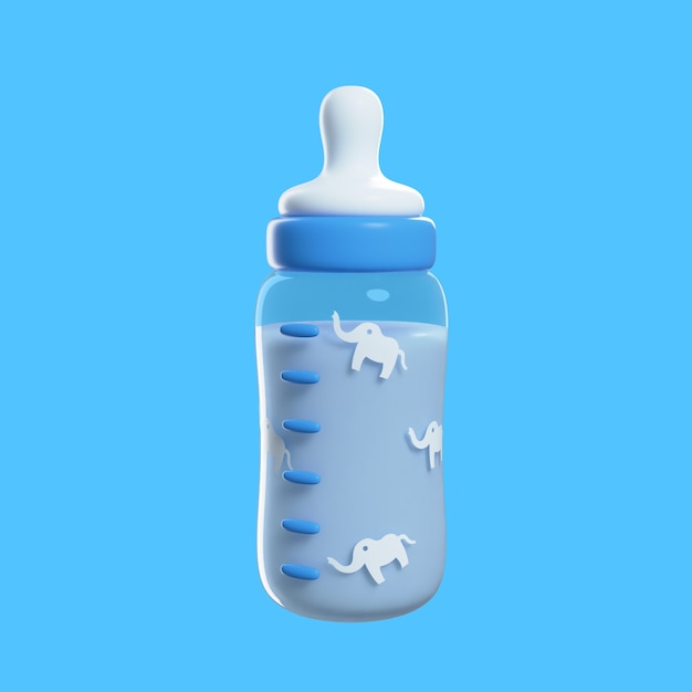 3d medical elements with baby feeding bottle