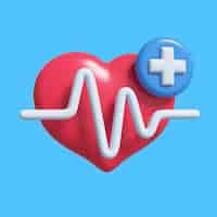 PSD gratuito elementi medici 3d con un battito cardiaco