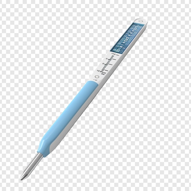 Free PSD 3d medical thermometer isolated on transparent background