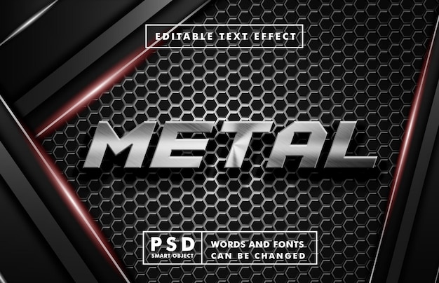 3d metal text effect. editable text effect with metal texture. psd files