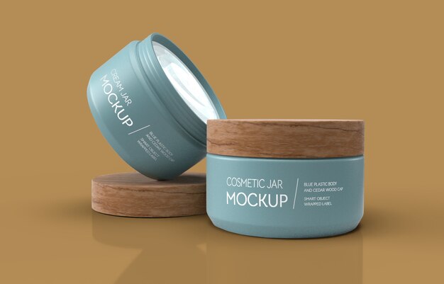 Download Free Premium Psd Cosmetic Packaging Mockup With Editable Color Cream Pot Mockup PSD Mockup Template