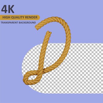 3d model rendering burlap rope alphabet uppercase letter d